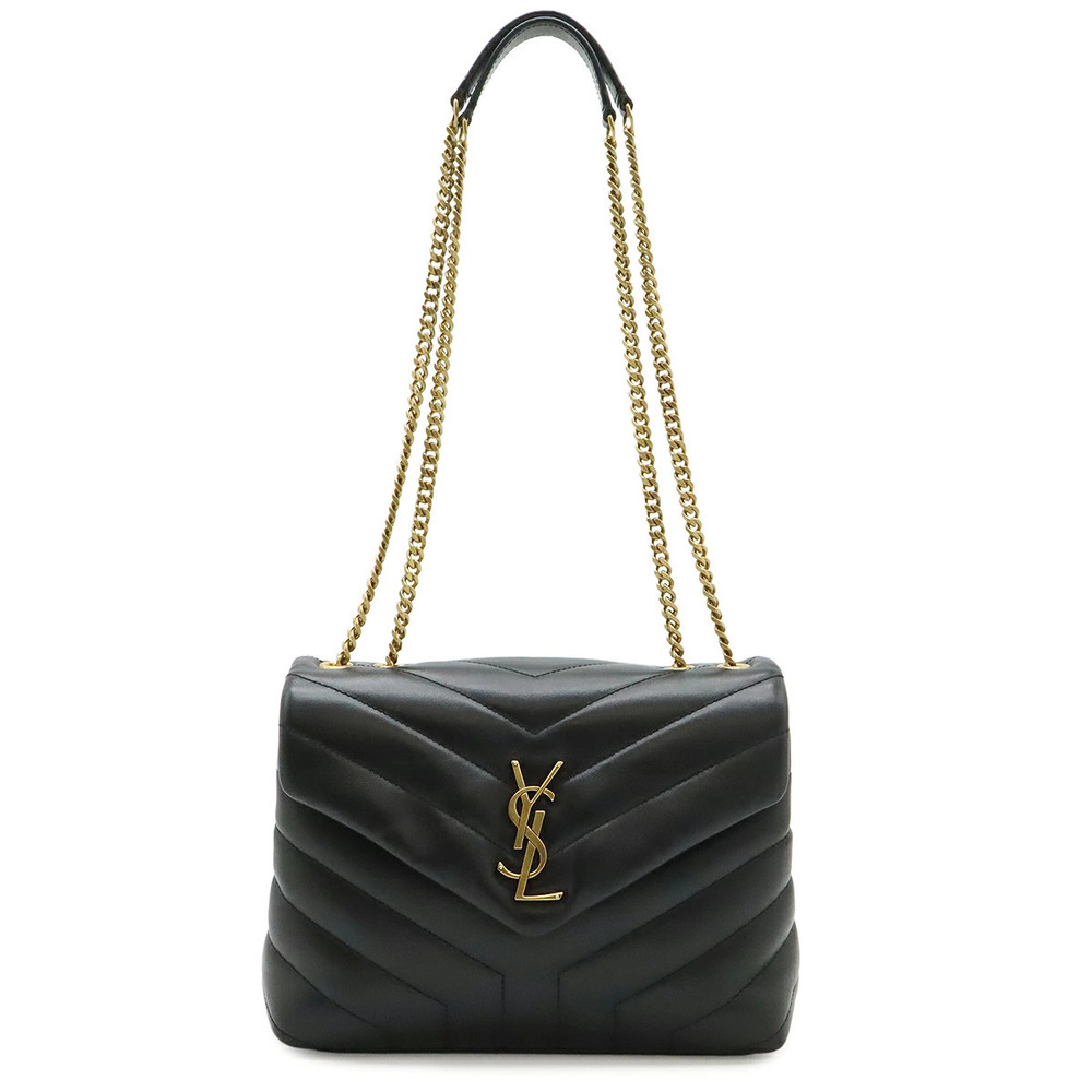 SAINT LAURENT PARIS Yves YSL Loulou Chain Shoulder Bag Y Quilted Leather Black